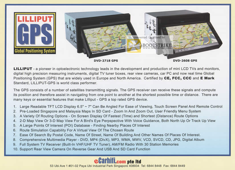 Comex 2009 price list image brochure of ECarhifi Lilliput GPS DVD-2718 DVD-2608