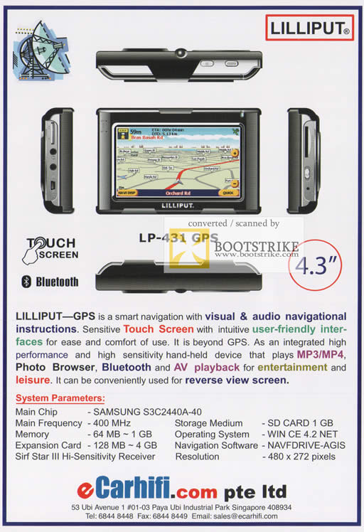 Comex 2009 price list image brochure of ECarhifi Lilliput GPS LP-431