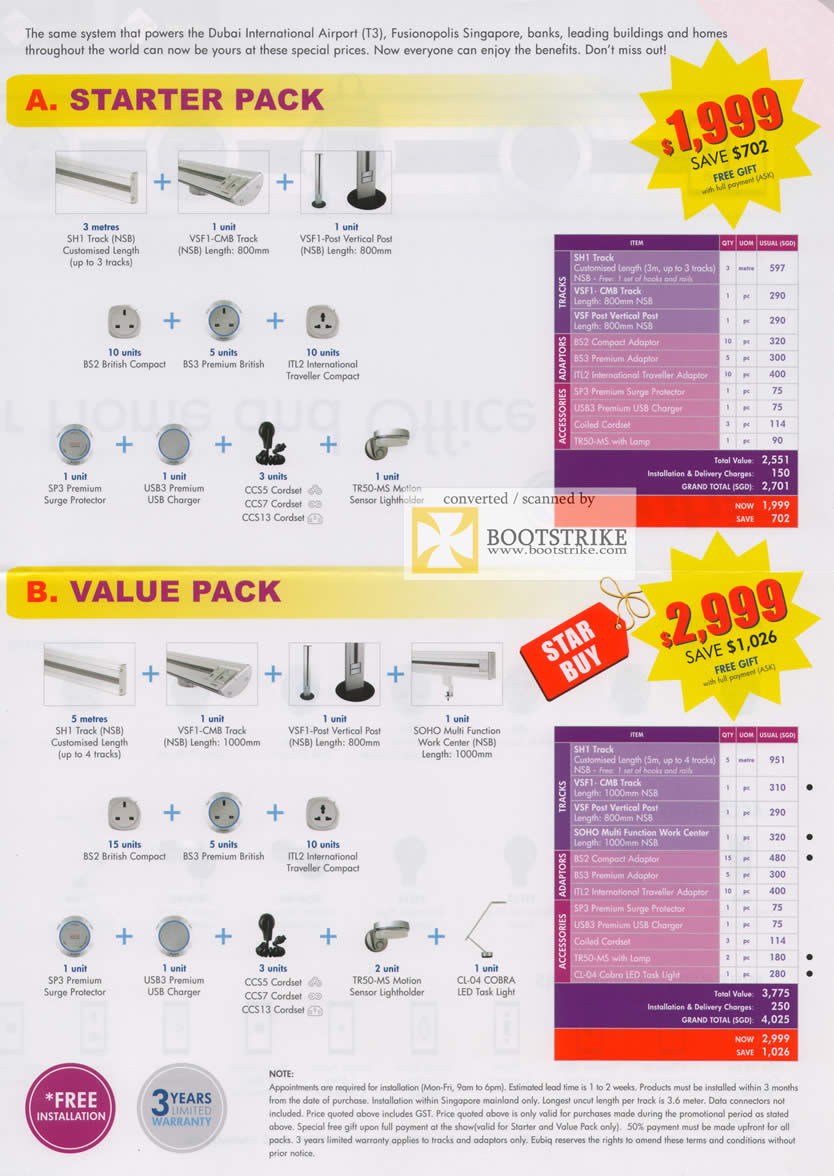 Comex 2009 price list image brochure of Eubiq Power Outlet System Starter Value B2022