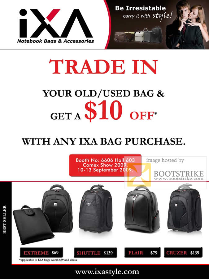 Comex 2009 price list image brochure of IXA Notebook Bags Trade In Extreme Shuttle Flair Cruzer