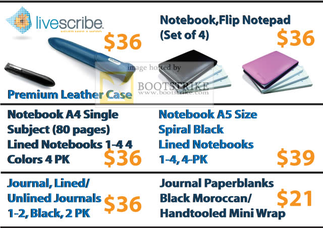 Comex 2010 price list image brochure of Convergent Livescribe Notebook Flip Notepad Notebooks Lined Unlined Paperblanks Moroccan Handtooled Mini Wrap