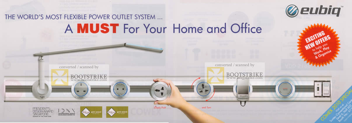 Comex 2010 price list image brochure of Eubiq Power Outlet System Cover Push Turn