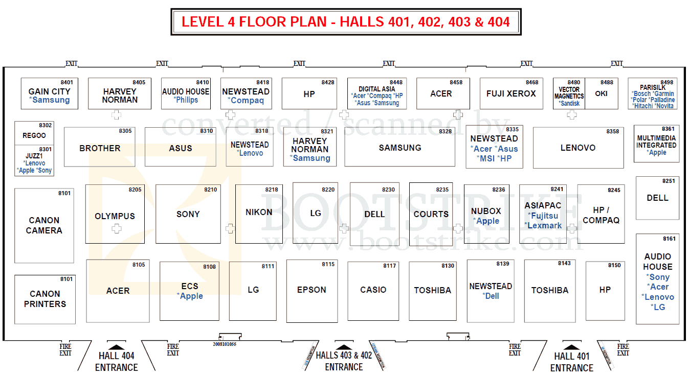 Comex 2010 price list image brochure of Comex 2010 Suntec 4th Level Floor Plan Map Exhibitors Brands