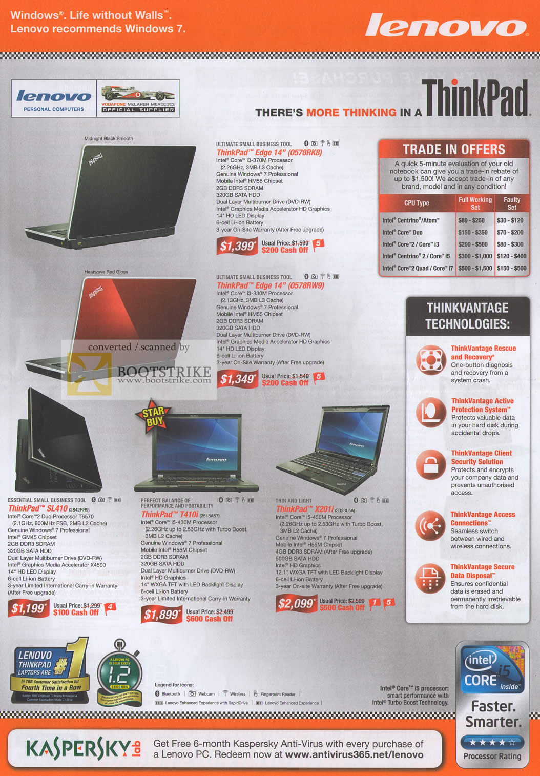 Comex 2010 price list image brochure of Lenovo Notebooks ThinkPad Edge 14 SL410 T410i X201i Thinkvantage