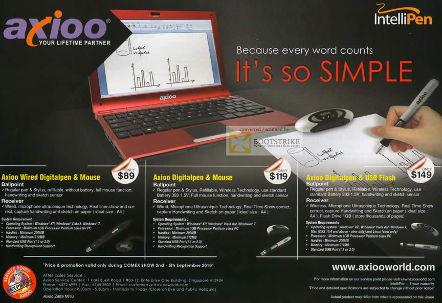 Comex 2010 price list image brochure of Mccoy Axioo IntelliPen Wired Digitalpen Mouse USB Flash