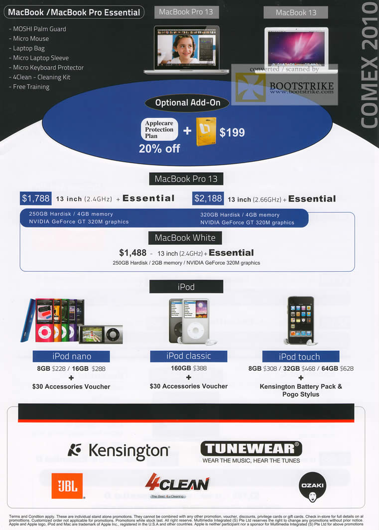 Comex 2010 price list image brochure of Multimedia Int Apple Macbook Pro 13 Moshi Palm Guard Applecare White IPod Nano Classic Touch