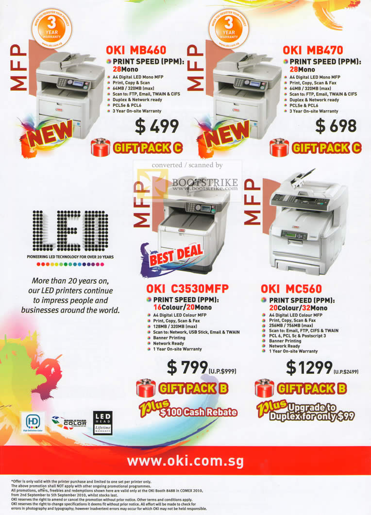 Comex 2010 price list image brochure of Oki Multi Function Pritners MB460 MB470 LED C3530MFP MC560