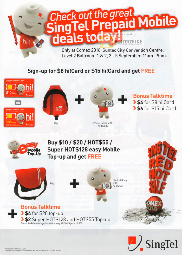 Comex 2010 price list image brochure of Singtel Prepaid Mobile Deals Super HOT 128 Hi Card