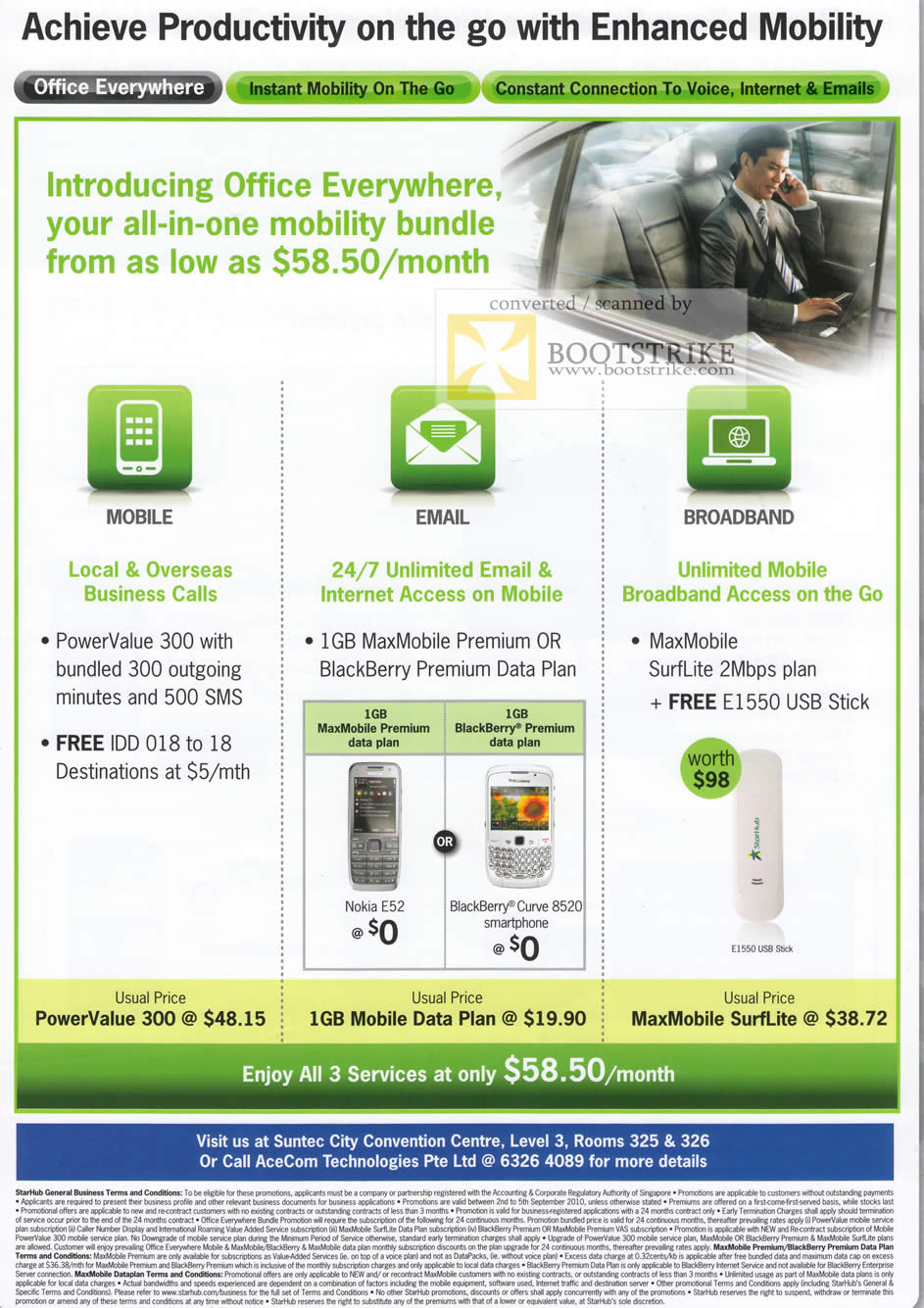 Comex 2010 price list image brochure of Starhub Office Everywhere Mobile Email Broadband Powervalue 300 MaxMobile SurfLite