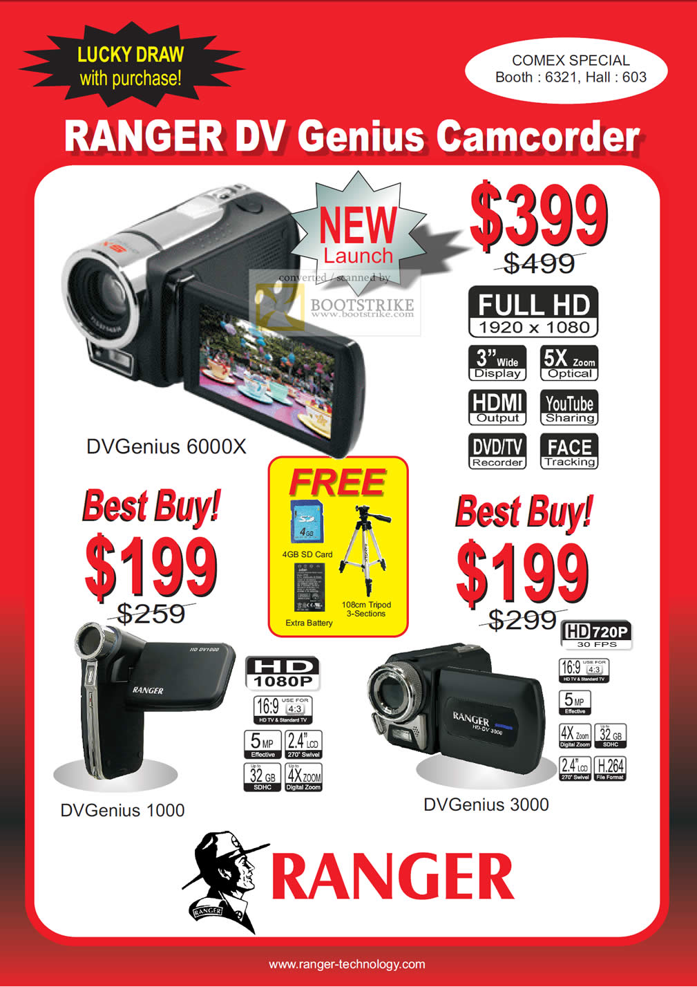 Comex 2010 price list image brochure of System Tech Ranger DV Genius Camcorder 6000X 1000 3000