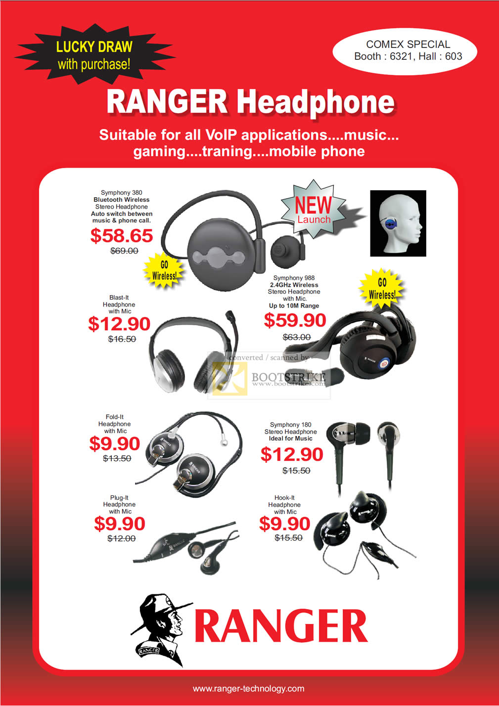 Comex 2010 price list image brochure of System Tech Ranger Headphone 380 988 Bluetooth Wireless 180