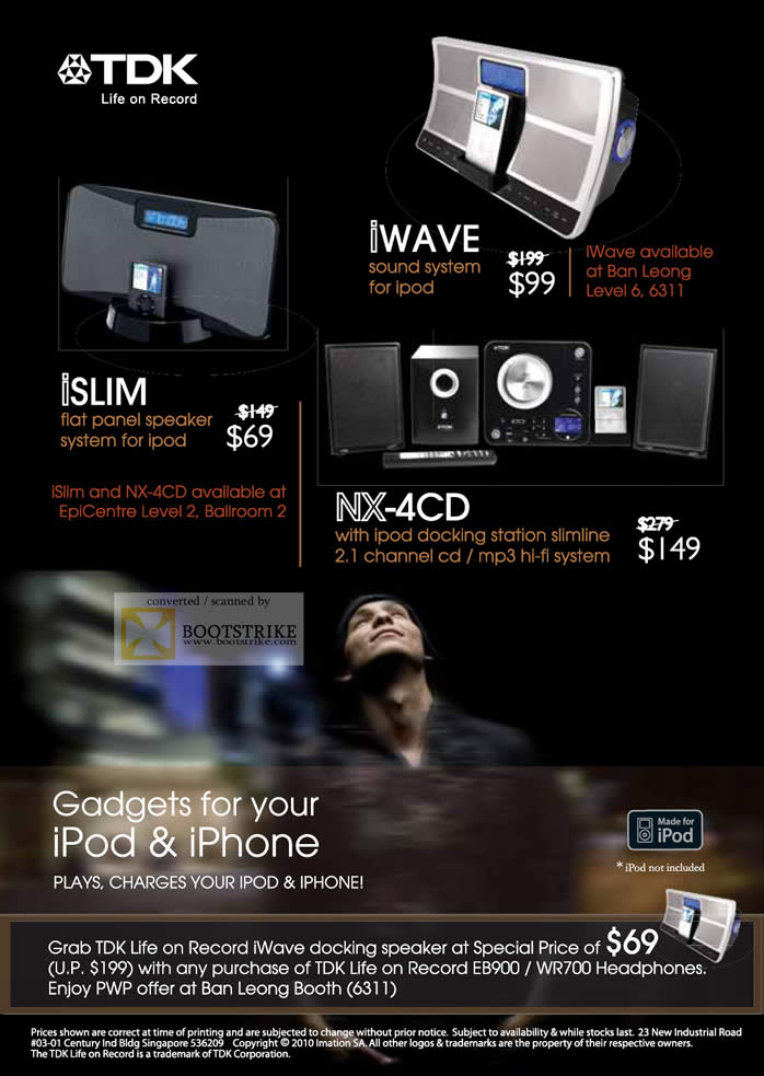 Comex 2010 price list image brochure of TDK IWAVE ISLIM NX 4CD IPod IPhone