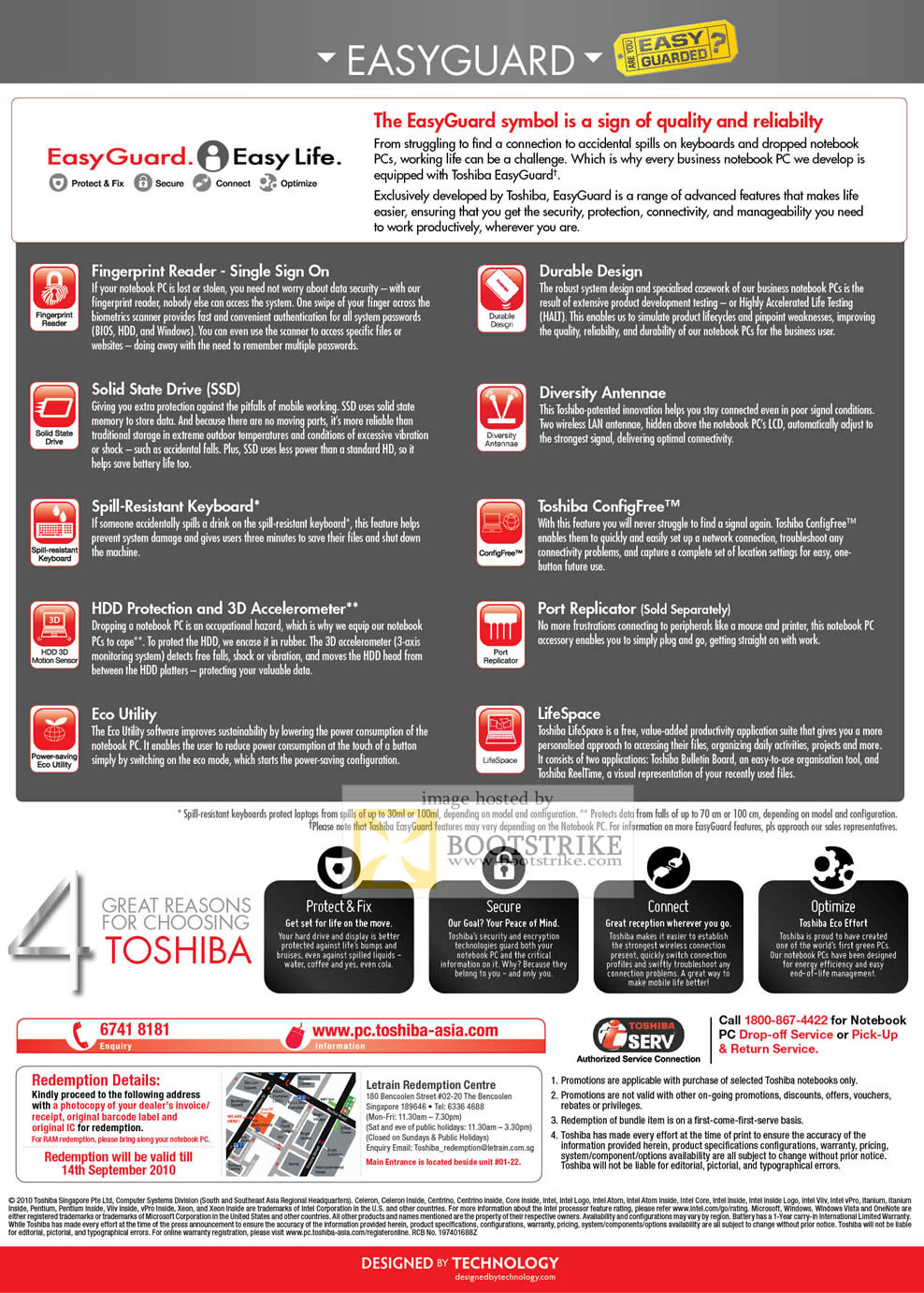 Comex 2010 price list image brochure of Toshiba EasyGuard Specifications SSD Fingerprint Reader ConfigFree LifeSpace