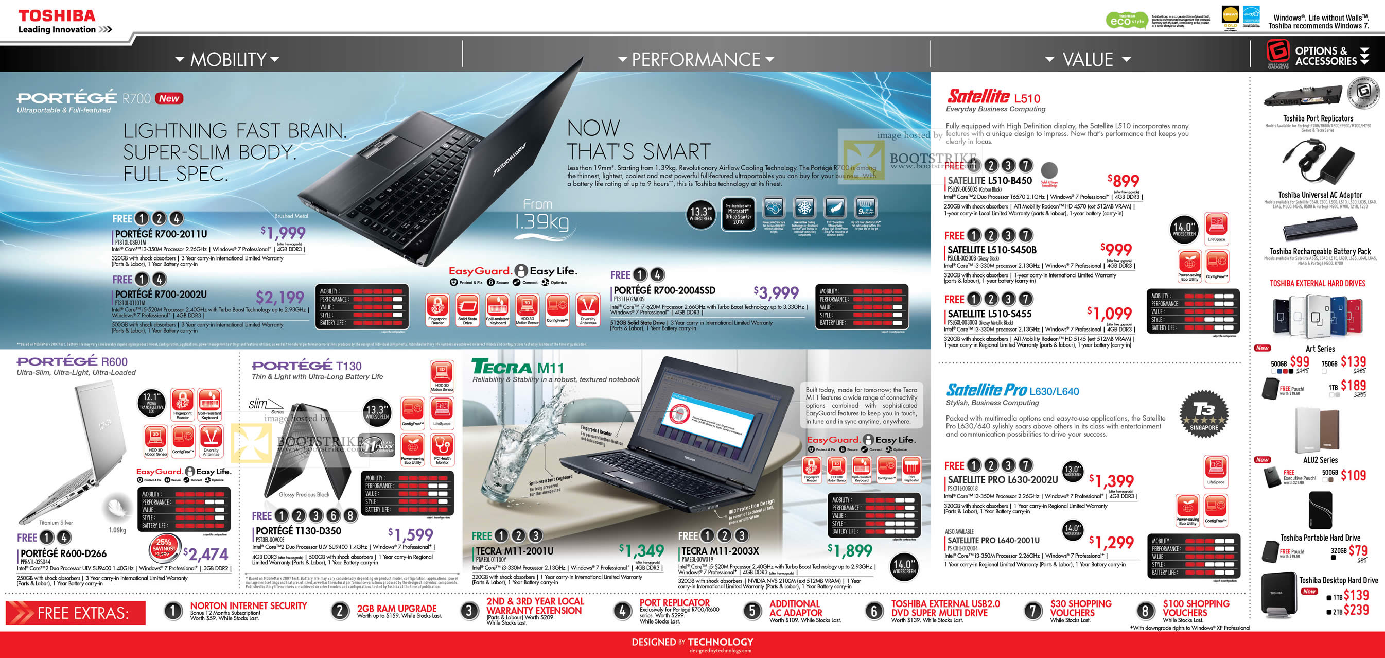 Comex 2010 price list image brochure of Toshiba Portege R700 R600 T130 Tecra M11 Netbook Notebook Satellite L510 Pro L630 L640 External Storage