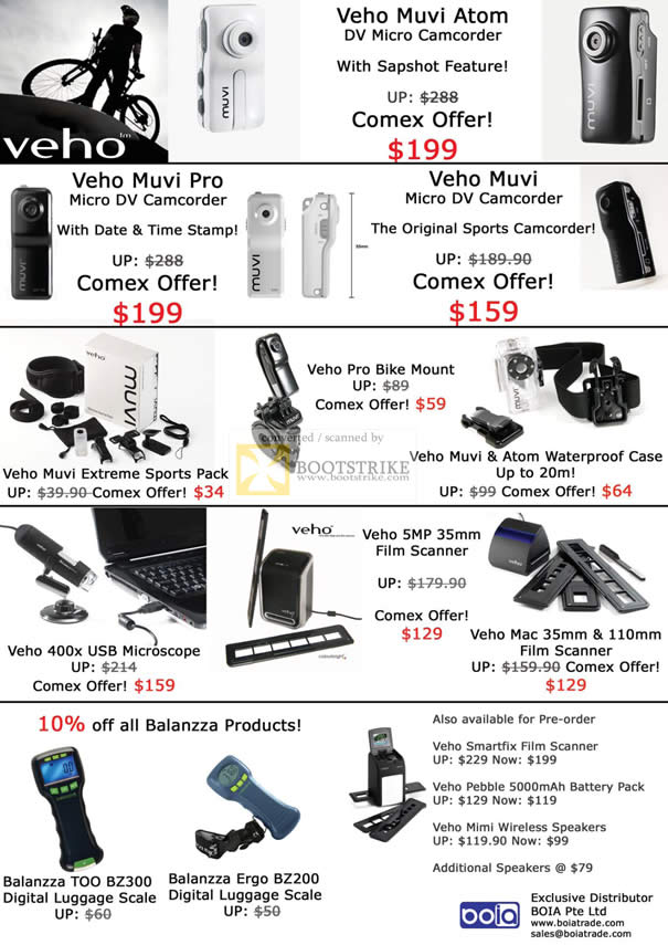 Comex 2010 price list image brochure of IKnow Veho Muvi Atom Pro Bike Mount Sports Microscope Film Scanner Balanzza Luggage Scale