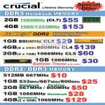 Crucial Desktop Memory DDR3 Notebook Ballistix DDR2 Tracer