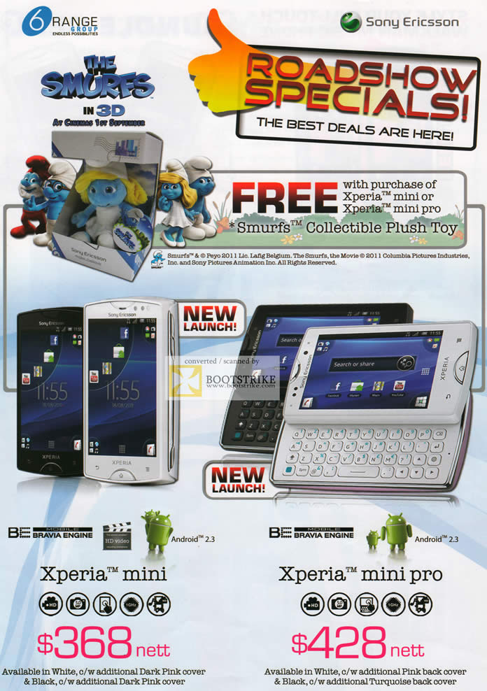 COMEX 2011 price list image brochure of 6Range Sony Ericsson Smartphones Xperia Mini Xperia Mini Pro