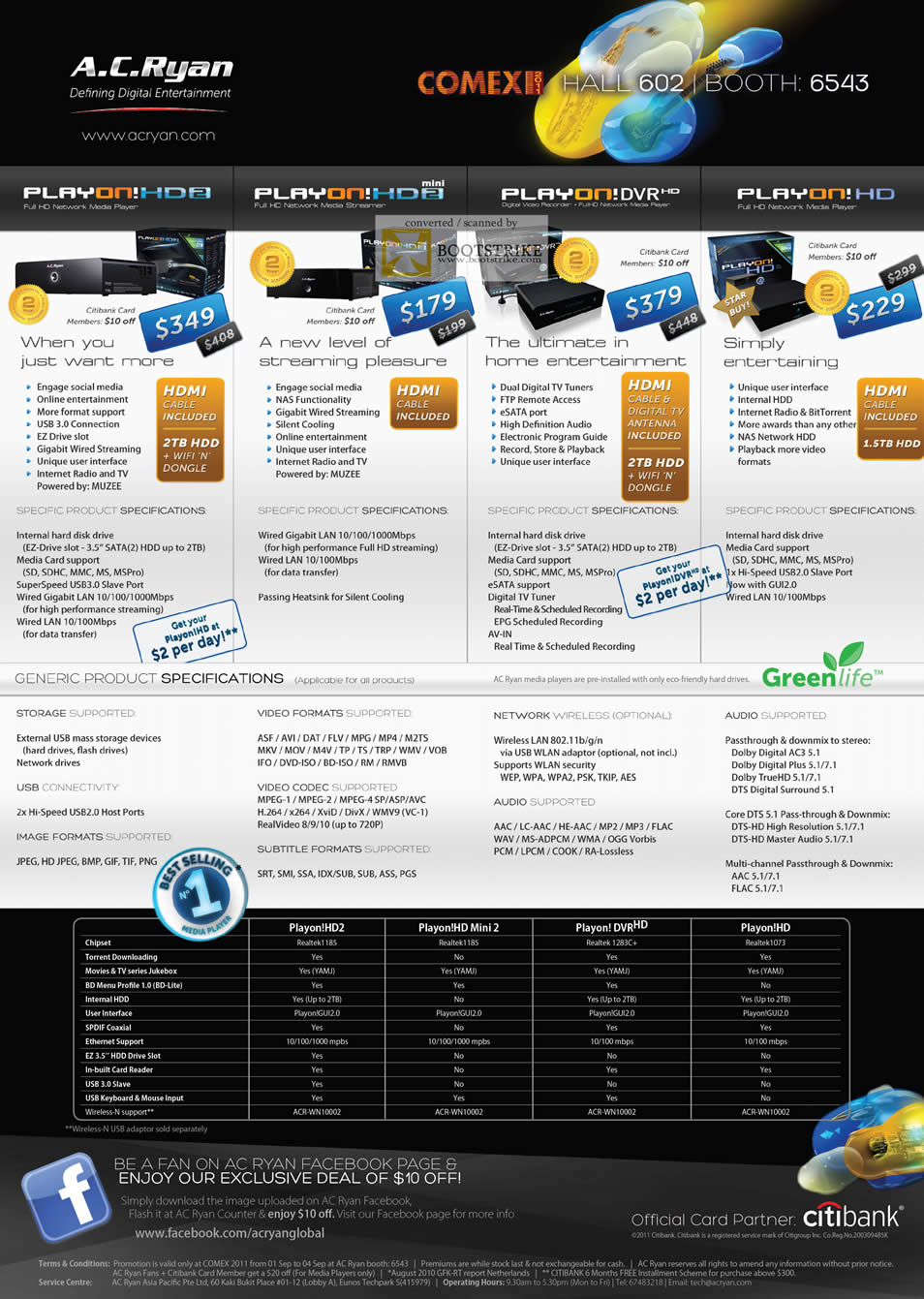 COMEX 2011 price list image brochure of AC Ryan Media Player Playon HD2 Mini DVR HD