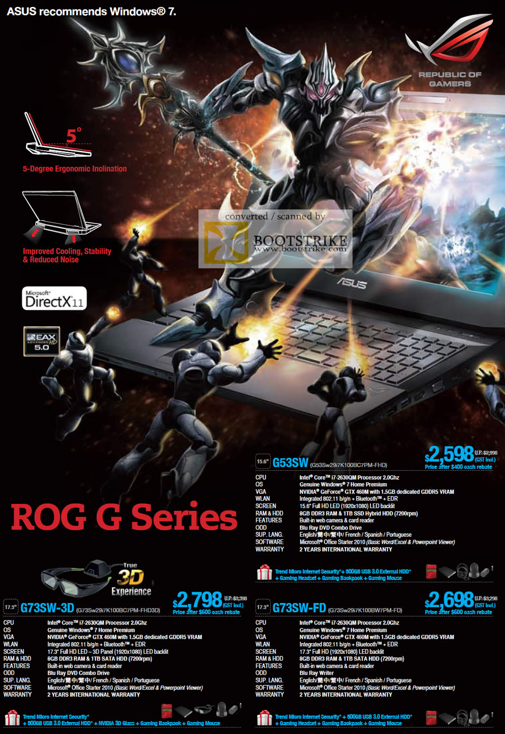 COMEX 2011 price list image brochure of ASUS Notebooks ROG G Series G53SW G73SW-3D G73SW-FD