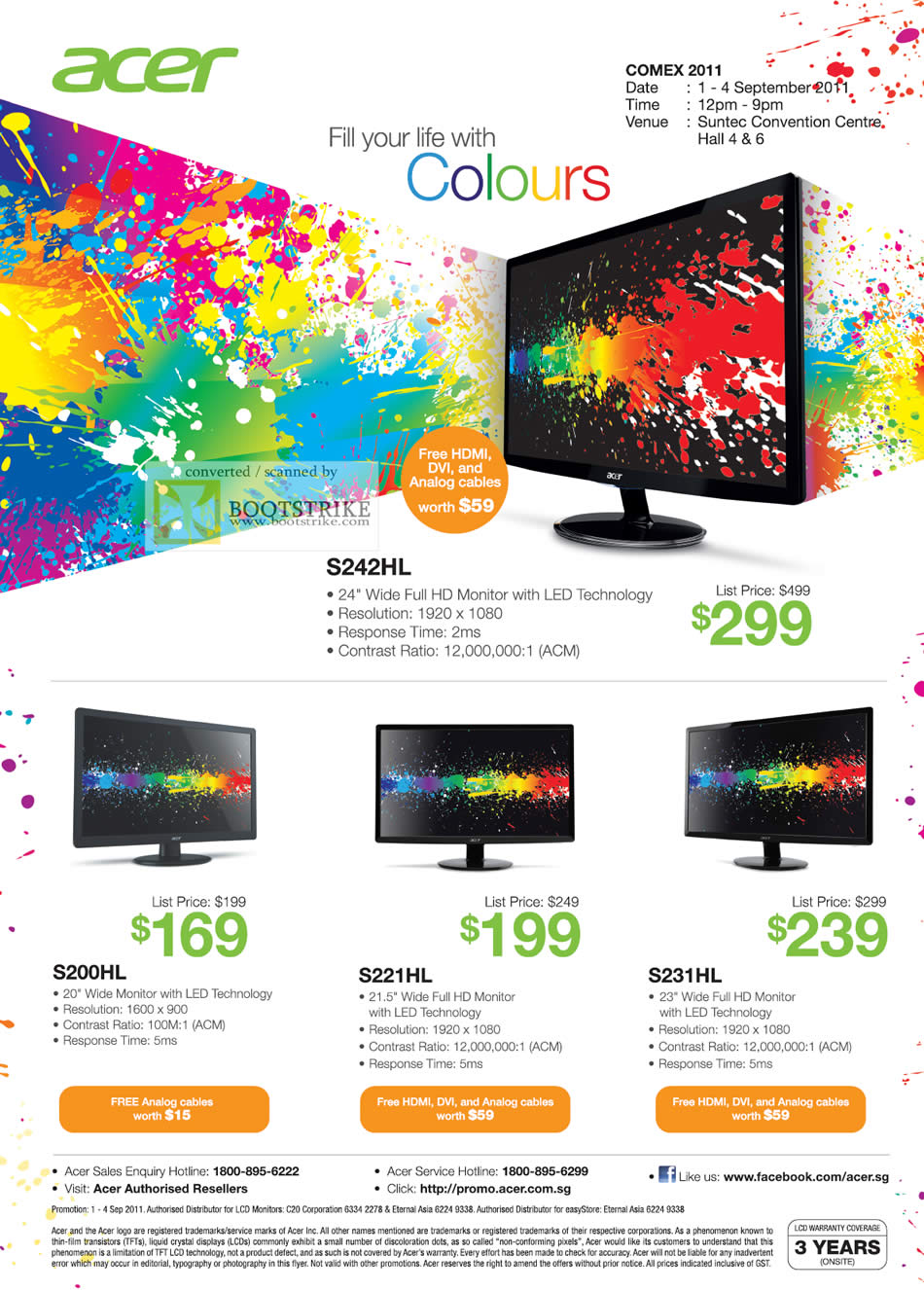 COMEX 2011 price list image brochure of Acer Monitors S242HL S200HL S221HL S231HL