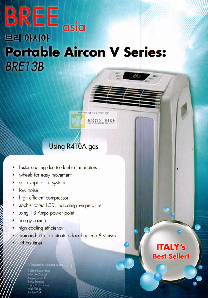 COMEX 2011 price list image brochure of Best Tech Bree Asia Portable Aircon V Series R410A Gas Air Conditioner