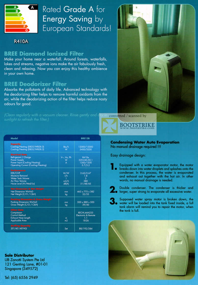 COMEX 2011 price list image brochure of Best Tech Bree Portable Air Conditioner Features Diamond Ionized Deodorizer Filter BRE138