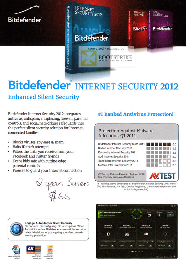 COMEX 2011 price list image brochure of Bitdefender Internet Security 2012 Main Features Ratings Competition