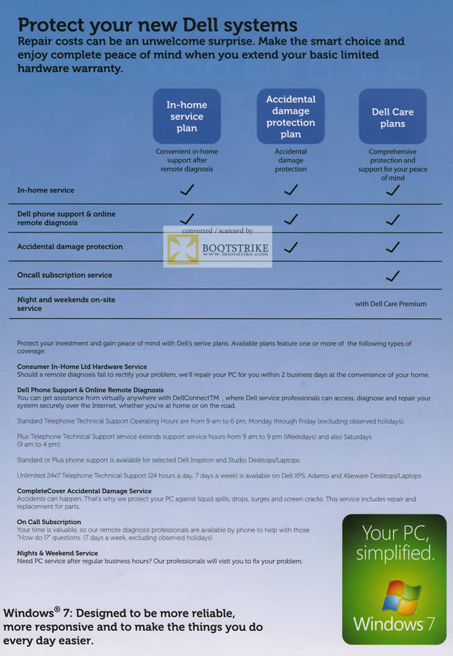 COMEX 2011 price list image brochure of Dell Warranty Options In-Home Service Plan Accidental Damage Protection Plan Dell Care Plans