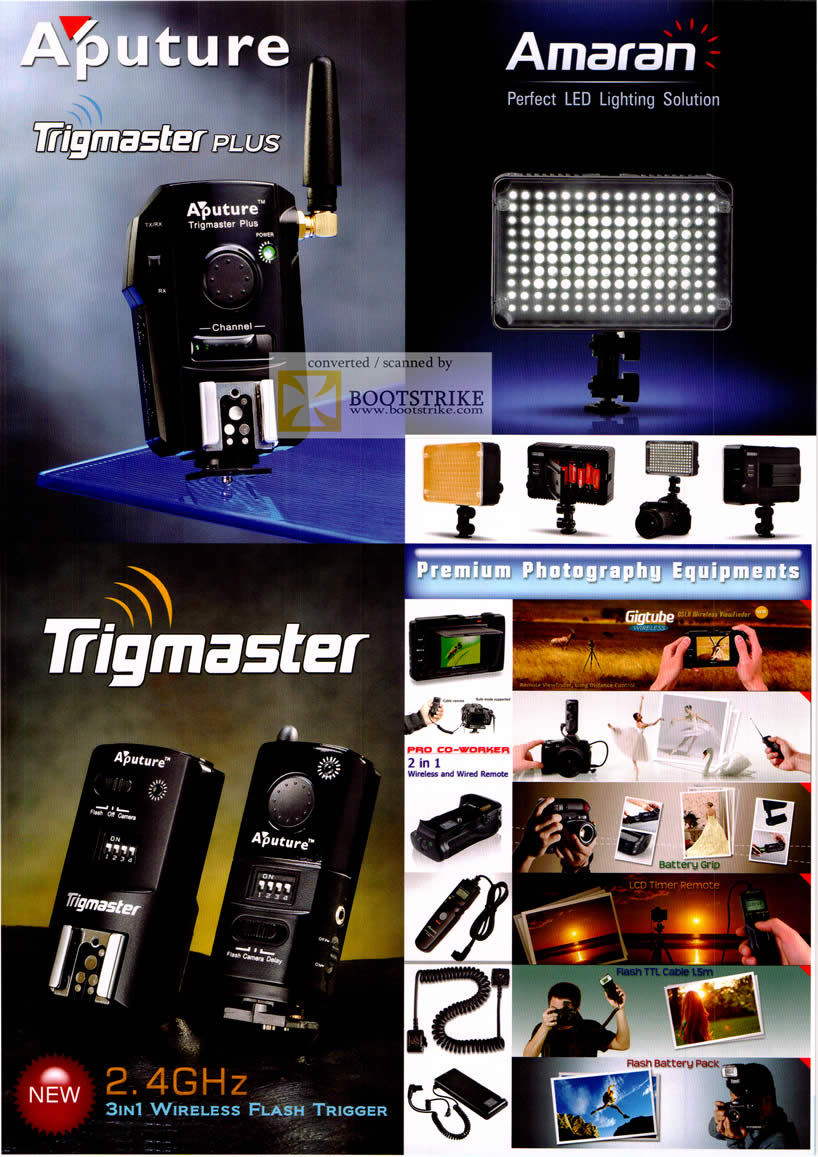 COMEX 2011 price list image brochure of El Dorado Aputure Trigmaster Plus Amaran LED Lighting Solution Wireless Flash Trigger Gigtube Photography Equipment Battery Grip