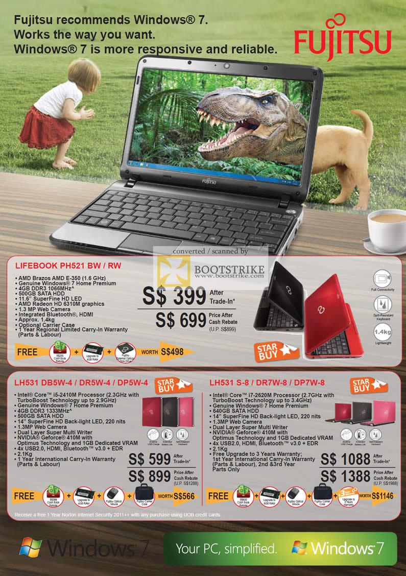 COMEX 2011 price list image brochure of Fujitsu Notebooks Lifebook PH521 BW RW LH531 DB5W-4 DR5W-4 DP5W-4 LH531 S-8 DR7W-8 DP7W-8