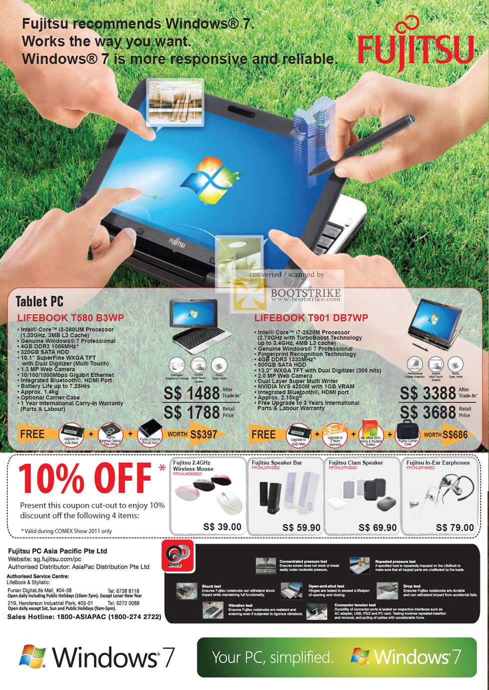 COMEX 2011 price list image brochure of Fujitsu Notebooks Lifebook Tablet T580 B3WP T901 DB7WP Coupons