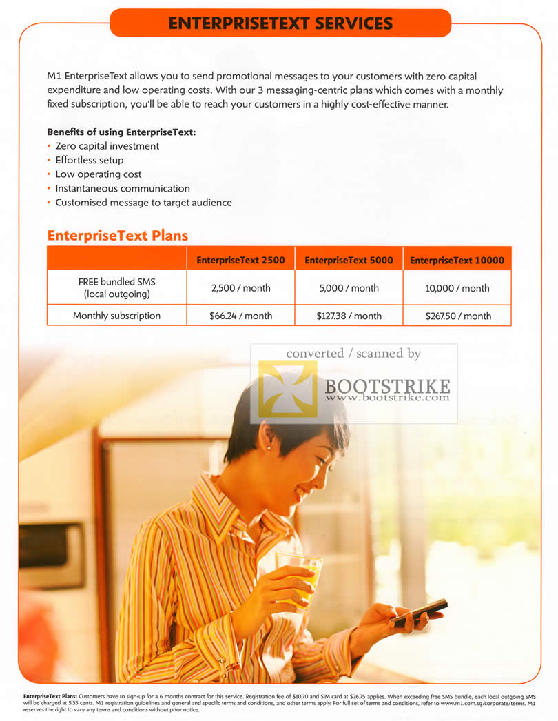 COMEX 2011 price list image brochure of M1 Business EnterpriseText Plans