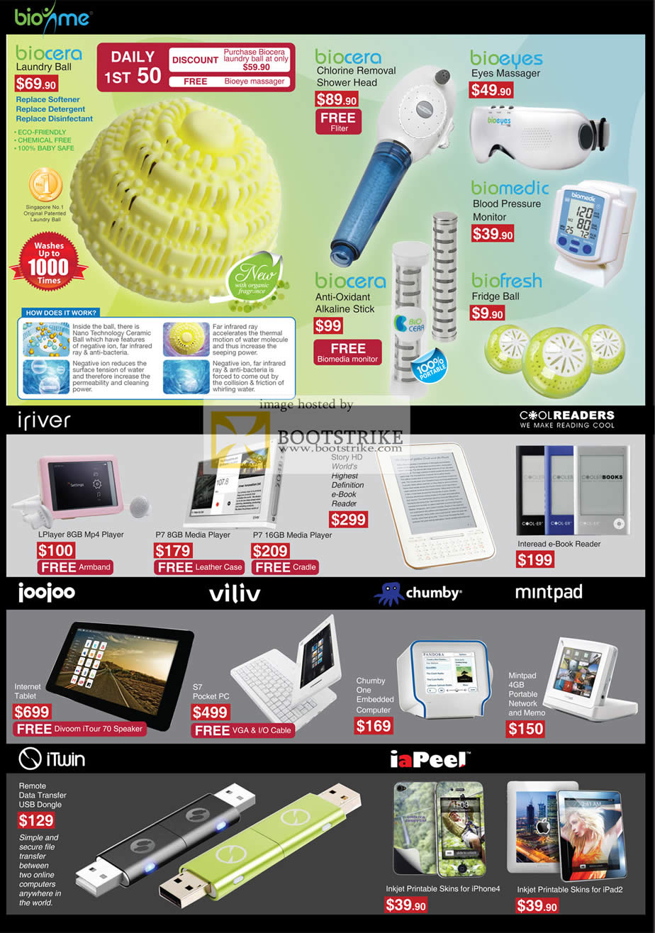 COMEX 2011 price list image brochure of Mccoy Biocera Laundry Ball Bioeyes Biomedic BioFresh Biocera IRiver LPlay Mp4 Media Player Joojoo Tablet S7 Viliv S7 Chumby Mintpad ITwin IaPeel