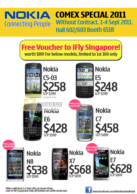 COMEX 2011 price list image brochure of Nokia Smartphones Mobile Phones C5-03 E5 E6 C7 N8 X7 E7