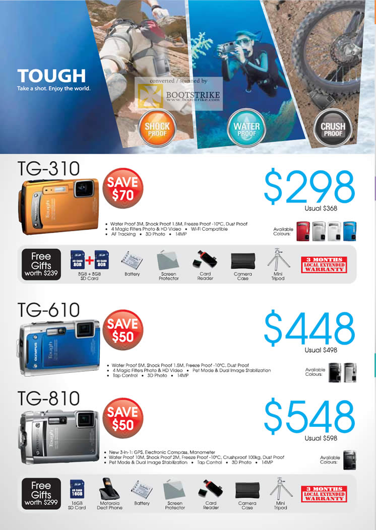 COMEX 2011 price list image brochure of Olympus Digital Cameras Tough TG-310 TG-610 TG-810