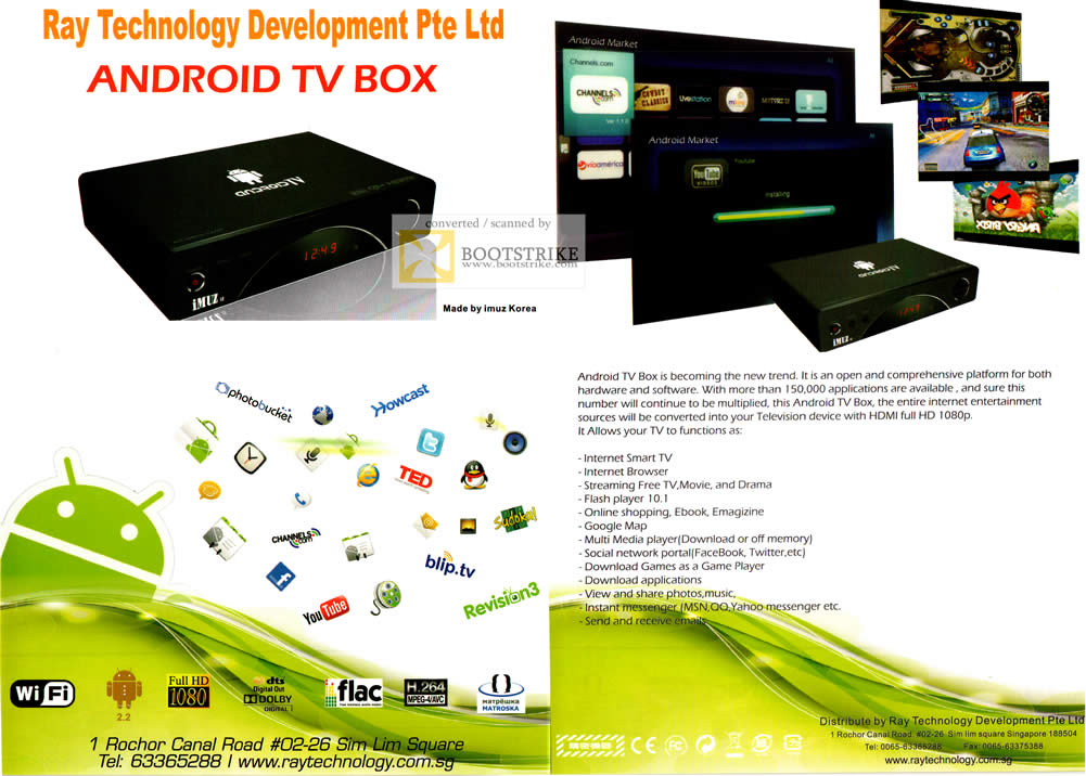 COMEX 2011 price list image brochure of Ray Tech Android TV Box Media Player