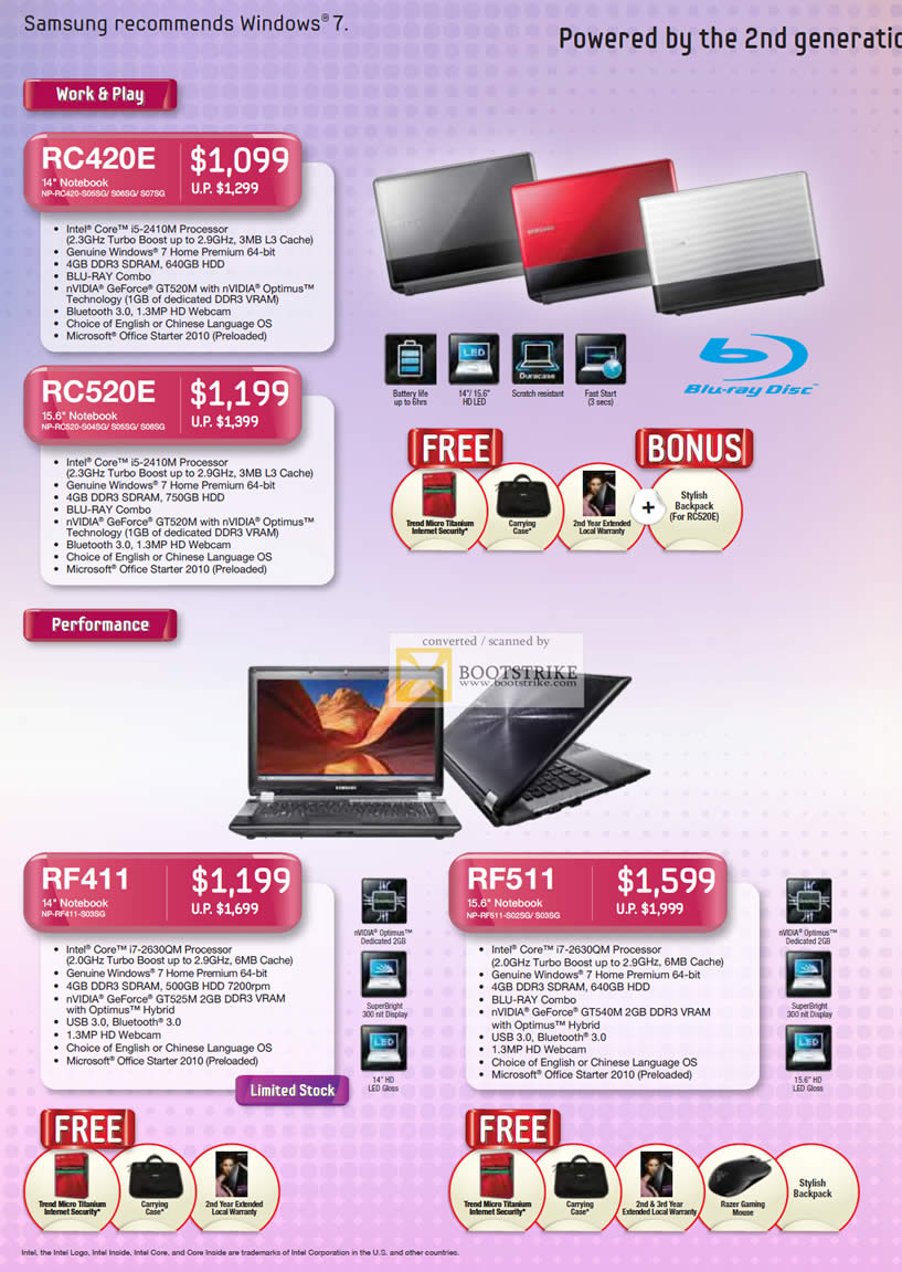 COMEX 2011 price list image brochure of Samsung Notebooks RC420E RC520E RF411 RF511 NP S05SG S06SG S06SG S07SG