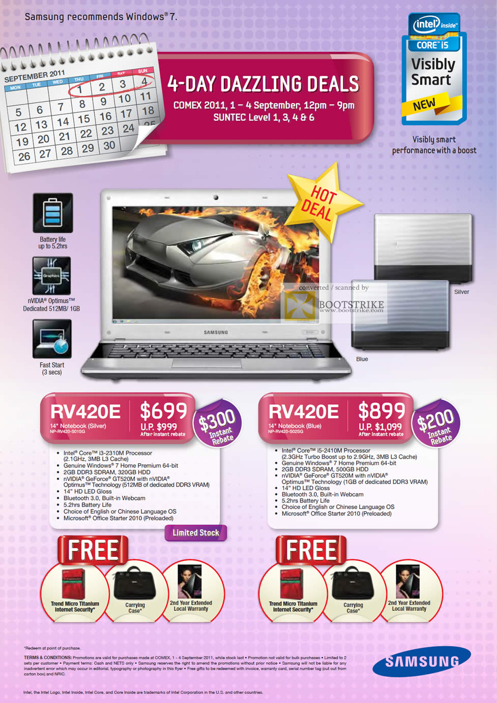 COMEX 2011 price list image brochure of Samsung Notebooks RV420E S01SG S02SG