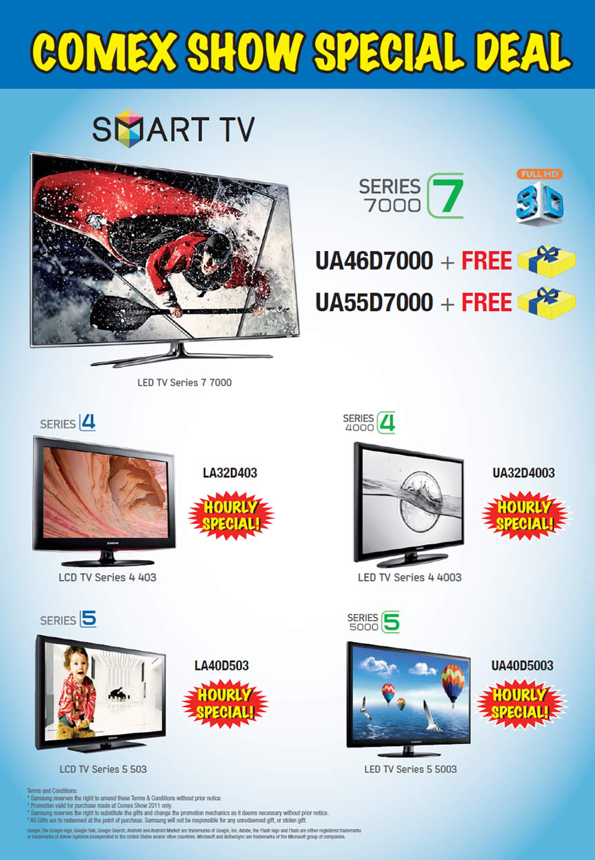 COMEX 2011 price list image brochure of Samsung TV Series 7000 4000 5000 Hourly Special