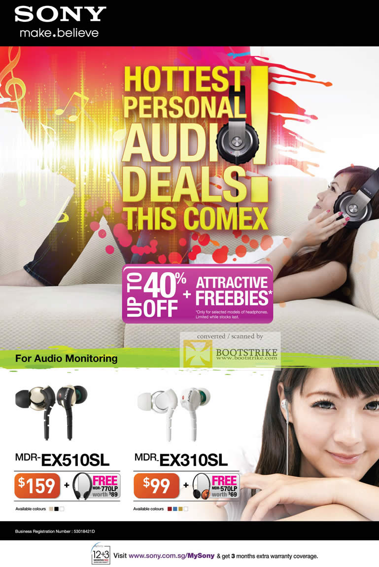 COMEX 2011 price list image brochure of Sony Earphones MR-EX510SL MDR-EX310SL