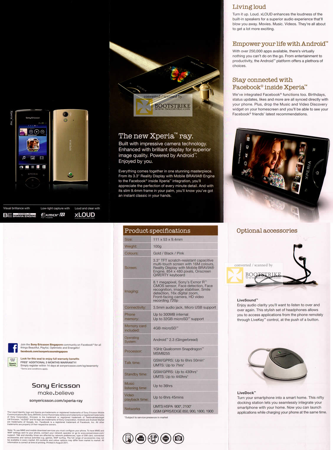 COMEX 2011 price list image brochure of Sony Ericsson Xperia Ray Smartphone Android Specifications