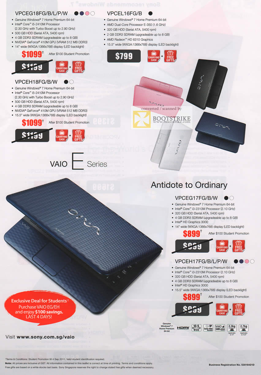 COMEX 2011 price list image brochure of Sony Notebooks E Series VPCEG18FG B L P W VPCEL16FG VPCEH18FG VPCEG17FG VPCEH17FG