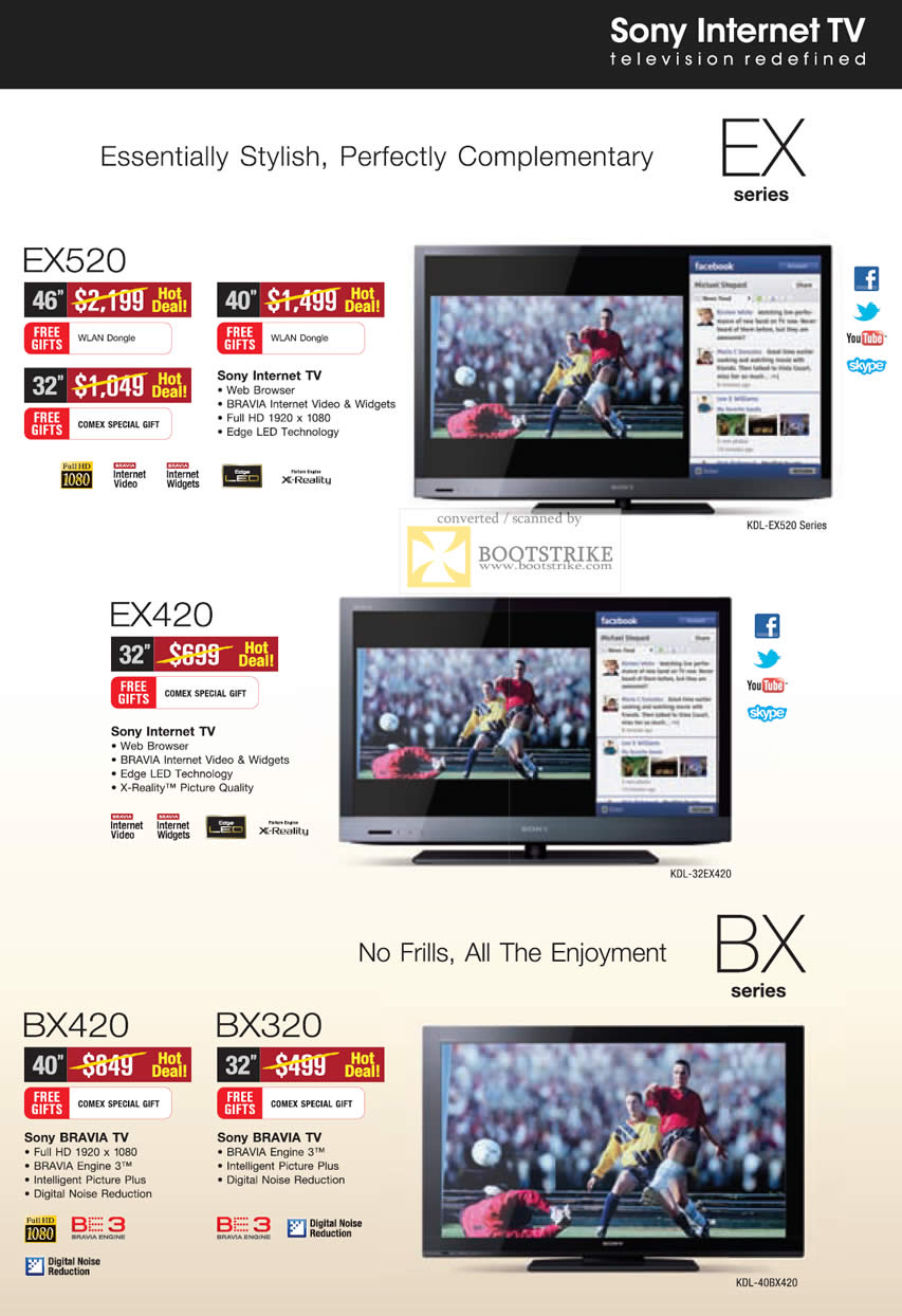 COMEX 2011 price list image brochure of Sony TV Internet EX520 EX420 BX420 BX320