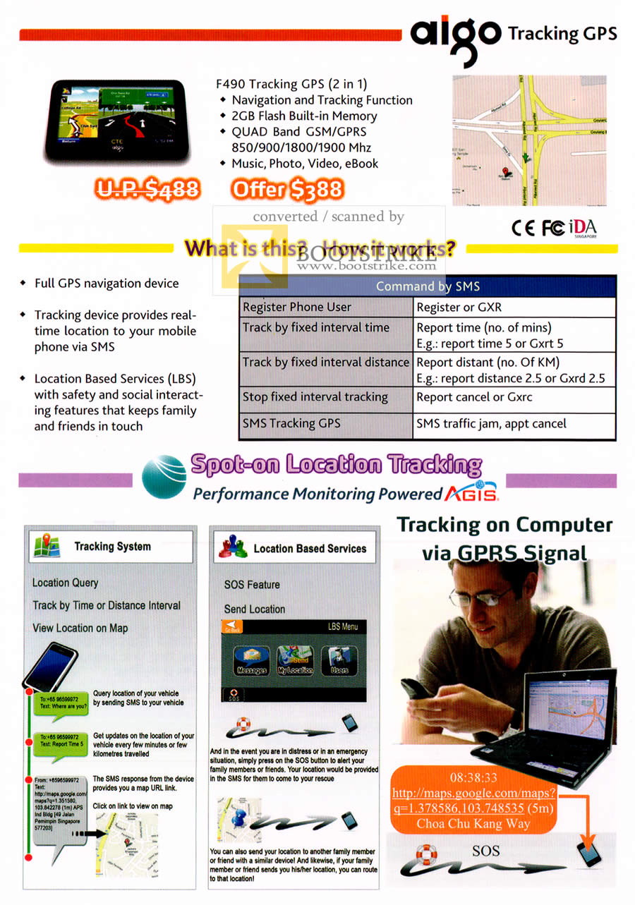 COMEX 2011 price list image brochure of IKnow Aigo Tracking GPS F490 Location Tracking AGIS Features GPRS