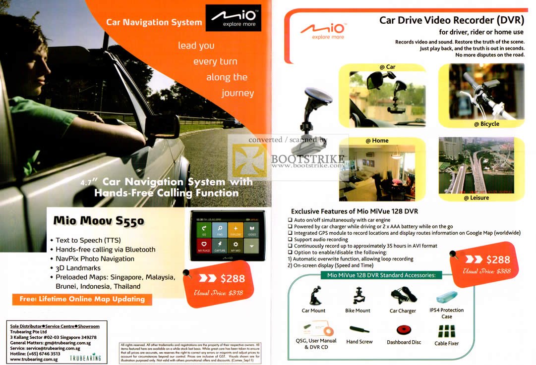 COMEX 2011 price list image brochure of IKnow Mio Moov S550 GPS Navigation Car Drive Video Recorder DVR MiVue 128 DVR