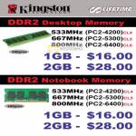 Kingston DDR2 Desktop Memory Notebook 533Mhz 667Mhz 800Mhz