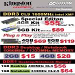 Kingston Memory DDR3 CL9 1600Mhz HyperX Desktop Notebook DDR1