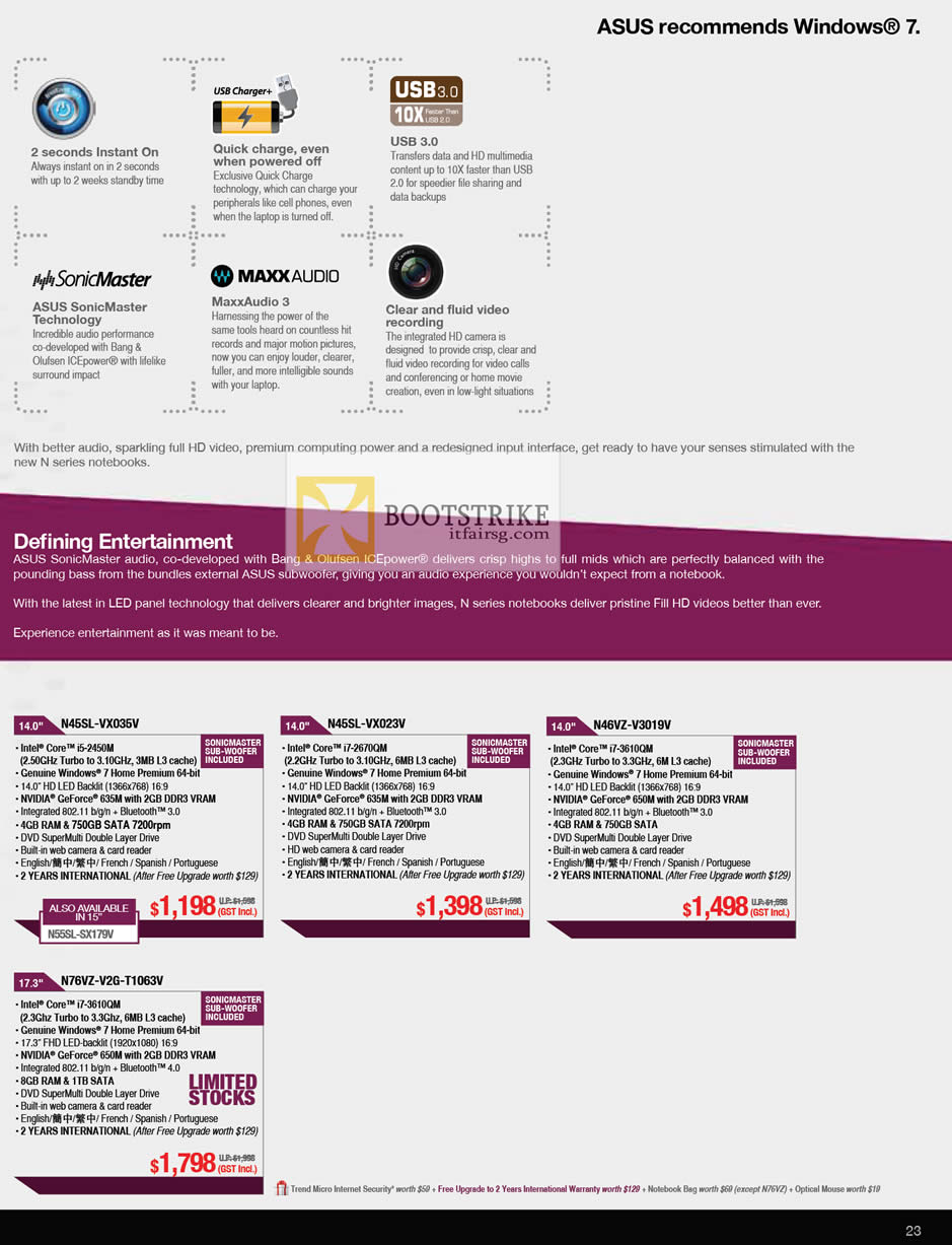 COMEX 2012 price list image brochure of ASUS Notebooks N Series N45SL-VX035V, N45SL-VX023V, N46VZ-V3019V, N76VZ-V2G-T1063V