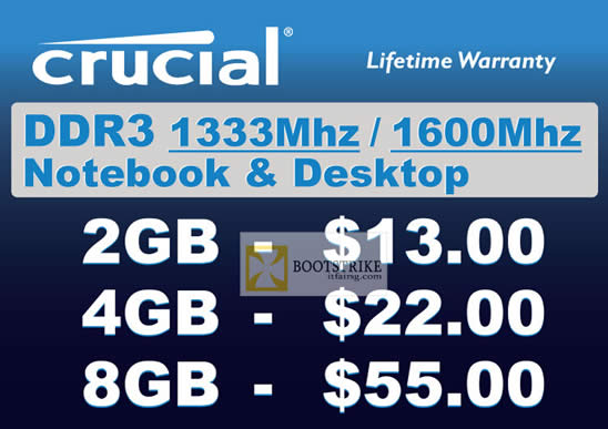 COMEX 2012 price list image brochure of Convergent Crucial DDR3 Memory RAM