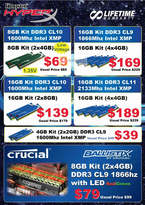 COMEX 2012 price list image brochure of Convergent Kingston Memory RAM DDR3 Intel XMP, Crucial Ballistix